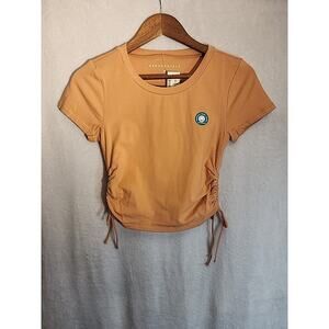 Aeropostale Organic Cotton Muted Orange Side Tie Crop Top Short Sleeve XS New
